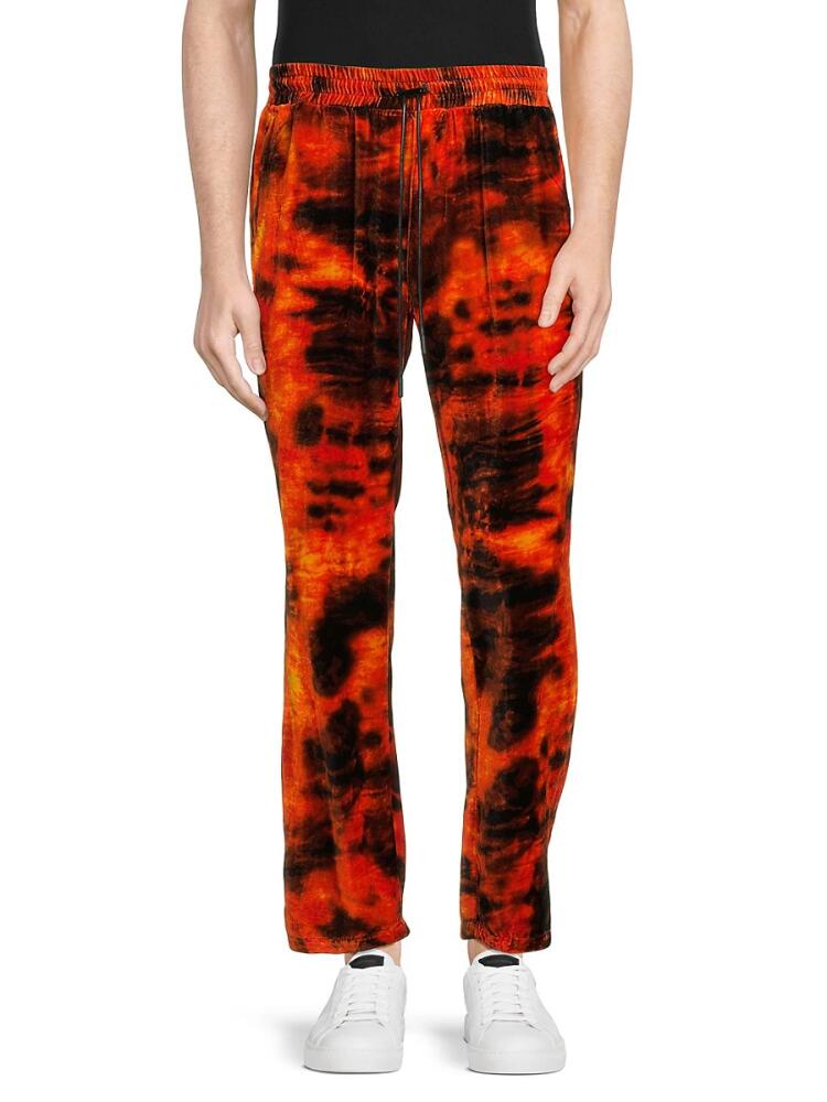 RTA Men's Bento Tie Dye Silk Blend Pants - Orange Multi Cover