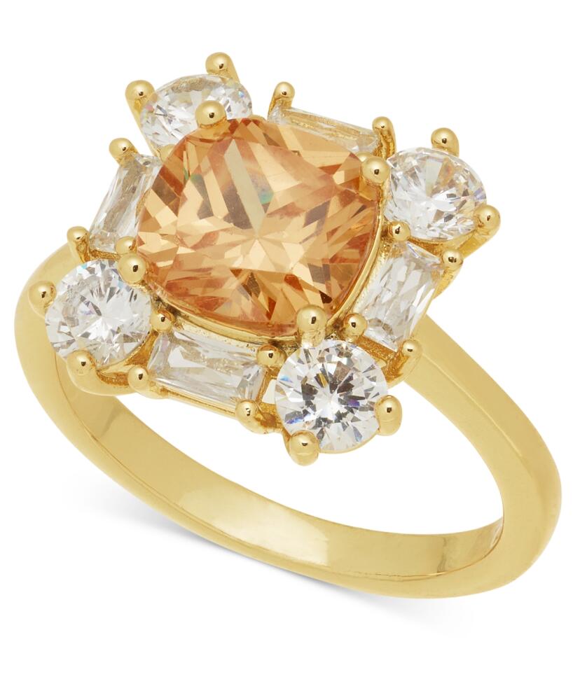 Charter Club Gold-Tone Champagne & White Cubic Zirconia Halo Ring, Created for Macy's - Gold Cover