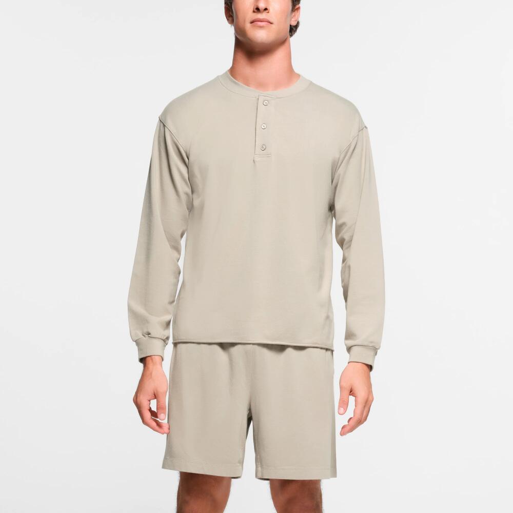 SKIMS Mens Relaxed Henley | Light Neutral | 4XL | Jersey Lounge Cover