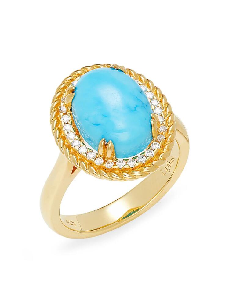 Women's Lafonn Gold Club 18K Goldplated, Simulated Turquoise & Simulated Diamond Halo Ring Cover