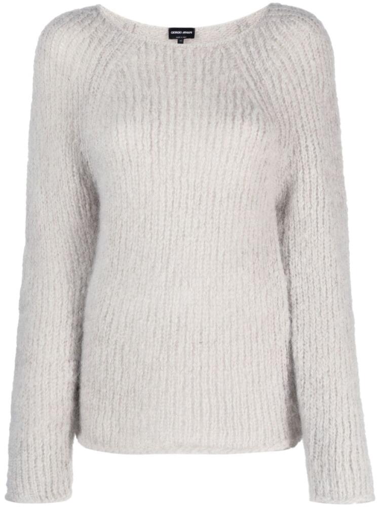 Giorgio Armani Round-neck chunky-knit jumper - Grey Cover