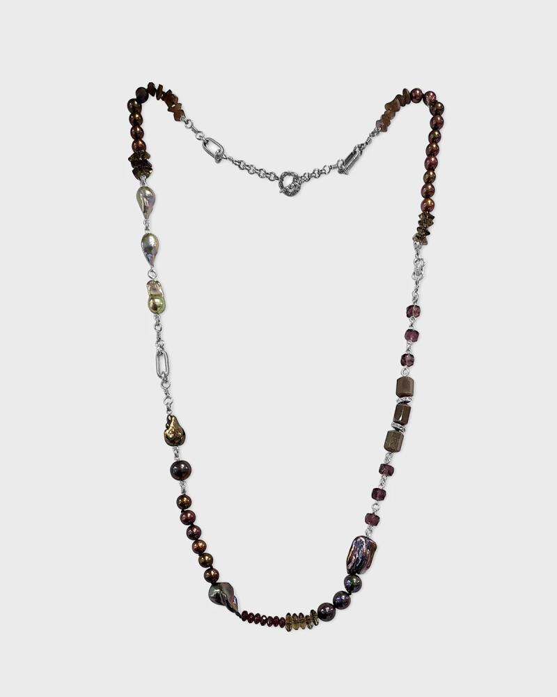 Stephen Dweck Multihued Pearl, Garnet, Moonstone and Smoky Quartz Necklace in Sterling Silver Cover