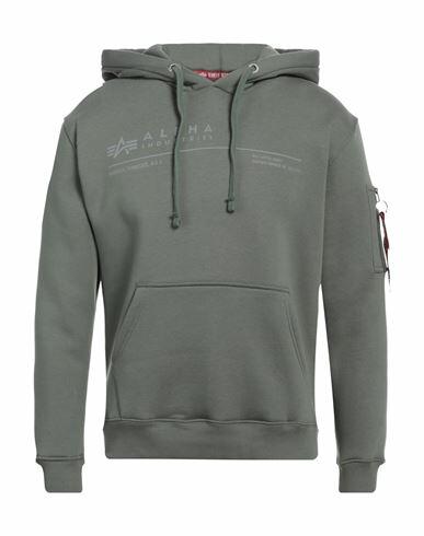 Alpha Industries Man Sweatshirt Military green Cotton, Polyester Cover