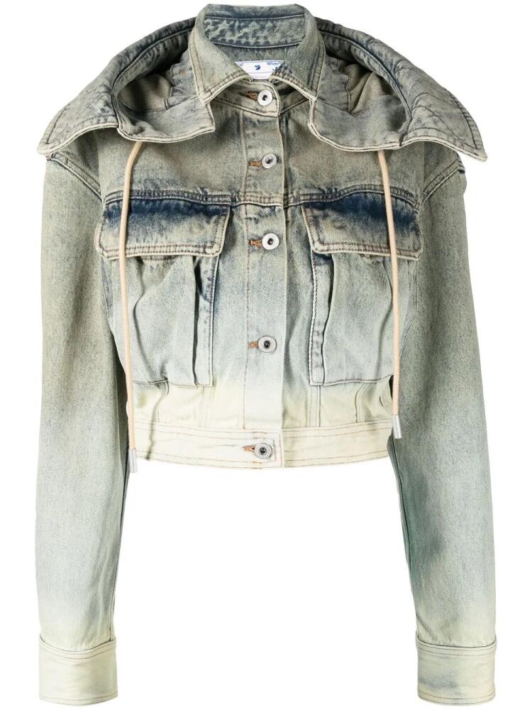 Off-White hooded denim jacket - Green Cover