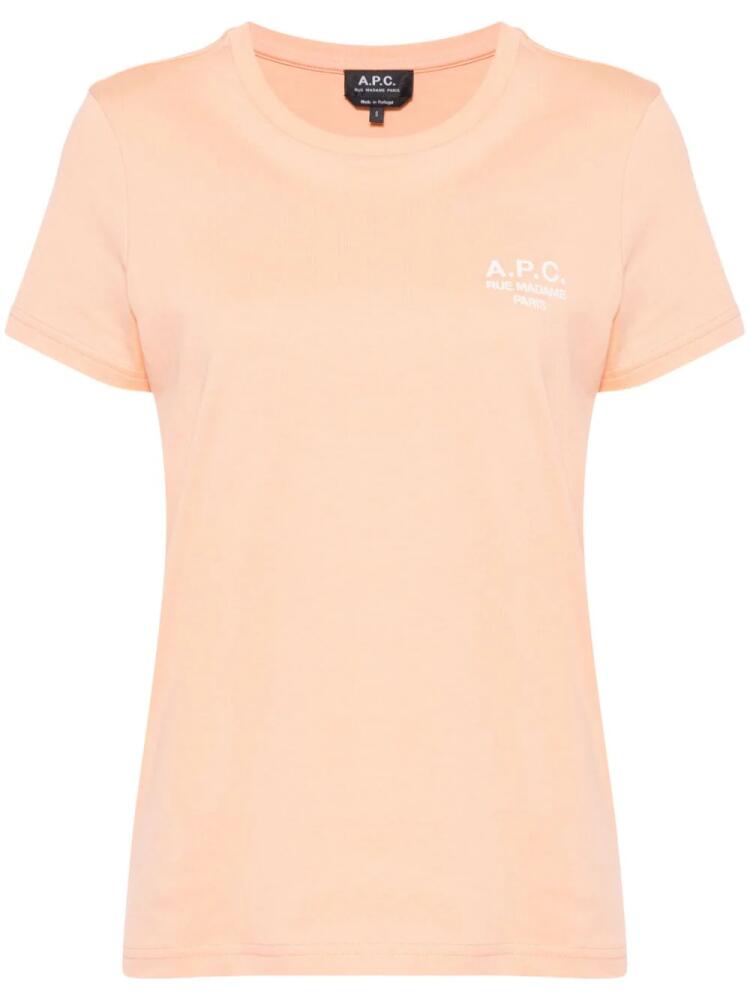 A.P.C. Raymond logo-embroidered cotton T-shirt - Orange Cover