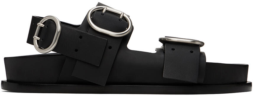 Jil Sander Black Pin-Buckle Flat Sandals Cover