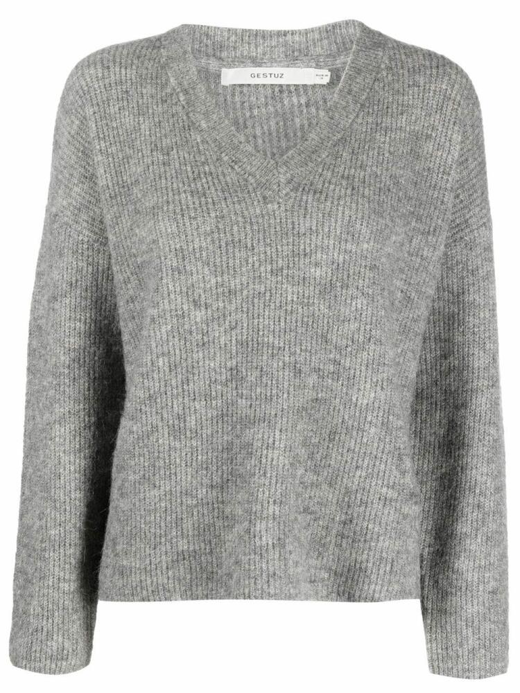 Gestuz ribbed v-neck sweater - Grey Cover