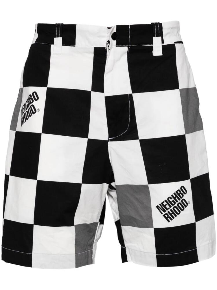 Neighborhood gingham logo print shorts - Black Cover