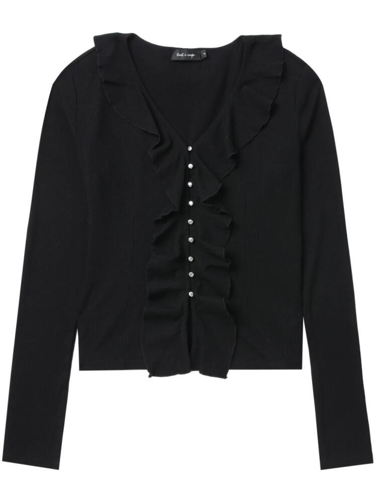 tout a coup ruffled ribbed cardigan - Black Cover