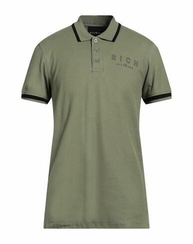 John Richmond Man Polo shirt Military green Cotton Cover