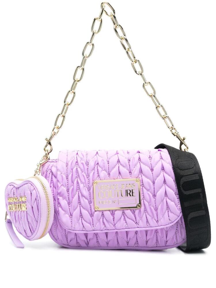 Versace Jeans Couture faux-leather matelassé shoulder bag - Purple Cover