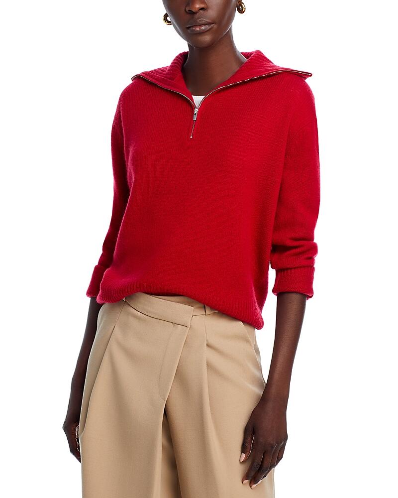 C by Bloomingdale's Cashmere Drop Shoulder Half Zip Cashmere Sweater - Exclusive Cover