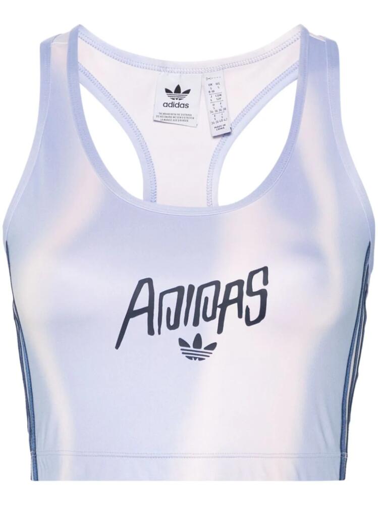 adidas logo-print cropped performance top - Purple Cover