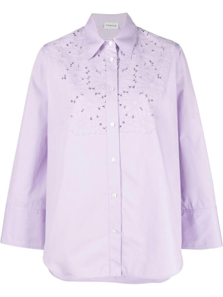 P.A.R.O.S.H. broderie-anglaise long-sleeve shirt - Purple Cover