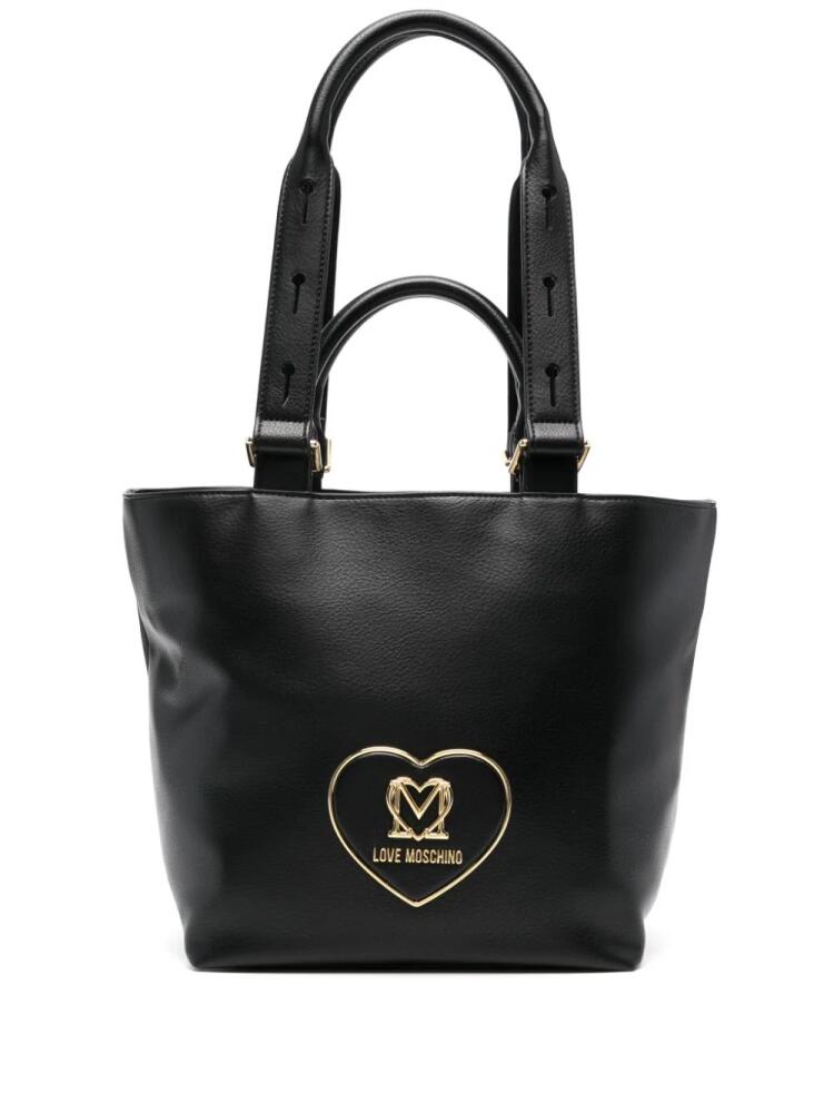 Love Moschino logo-plaque tote bag - Black Cover