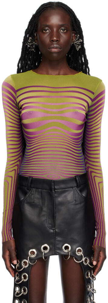 Jean Paul Gaultier Green & Purple Body Morphing Long Sleeve T-Shirt Cover