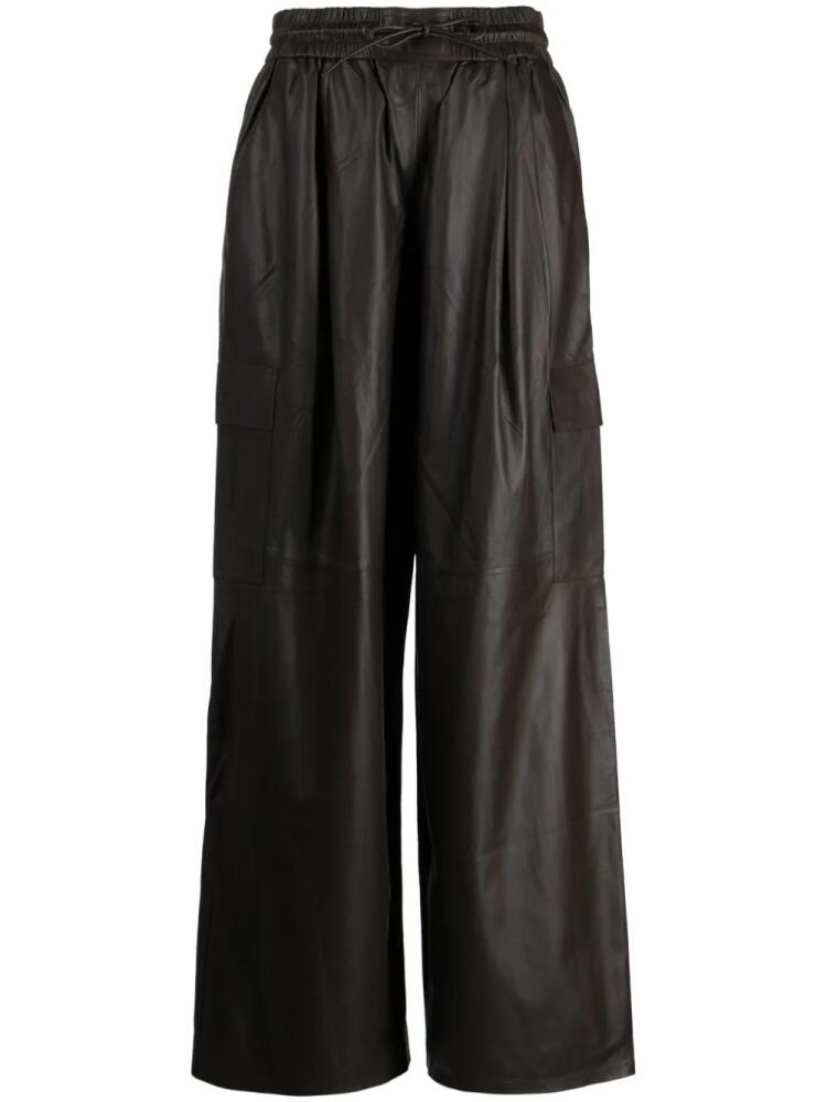 Yves Salomon drawstring leather cargo trousers - Brown Cover