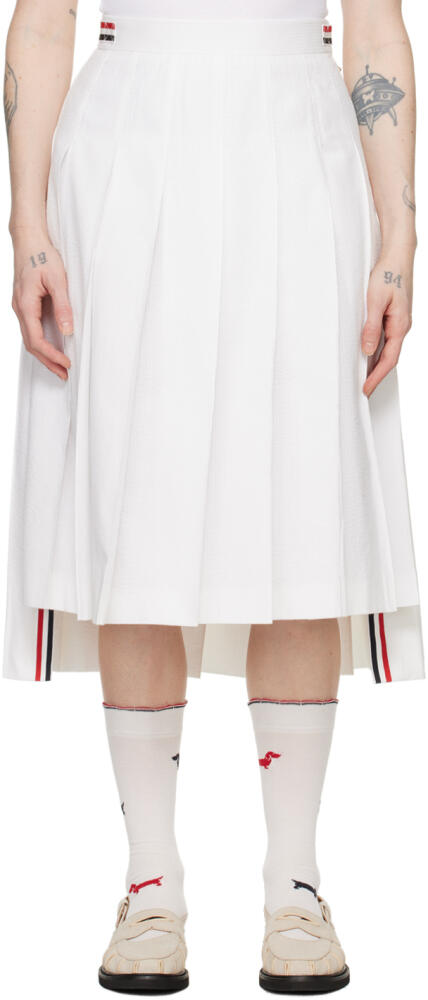 Thom Browne White Pleated Midi Skirt Cover