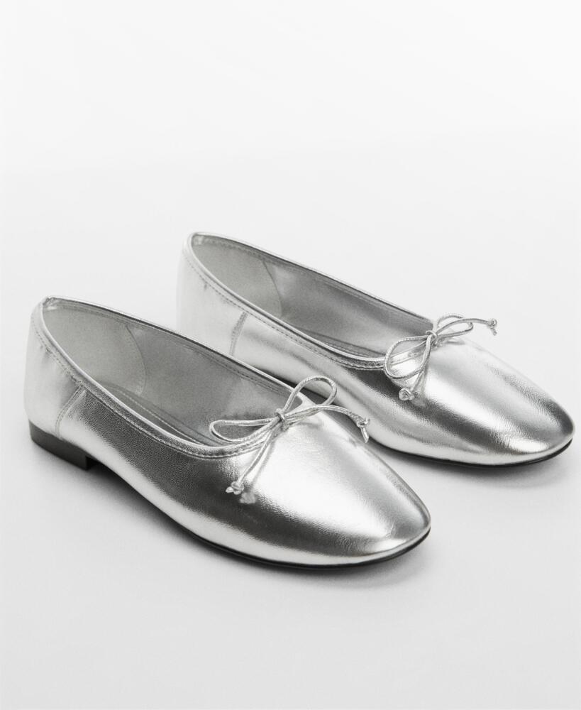 Mango Women's Metallic Ballerinas - Silver Cover