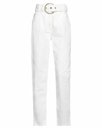 Rebel Queen Woman Jeans White Cotton, Elastane Cover