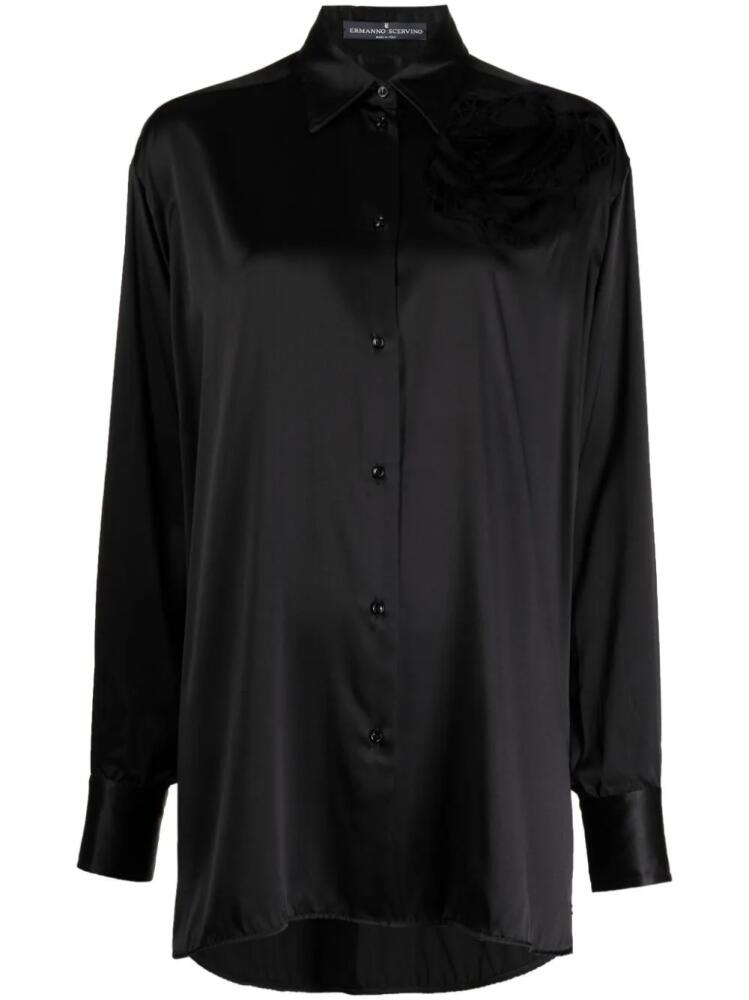 Ermanno Scervino flower-detailing silk shirt - Black Cover