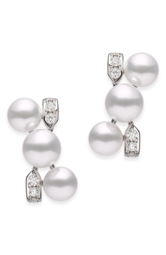 Mikimoto Cluster Cultured Pearl Earrings in White Gold/Diamond Cover