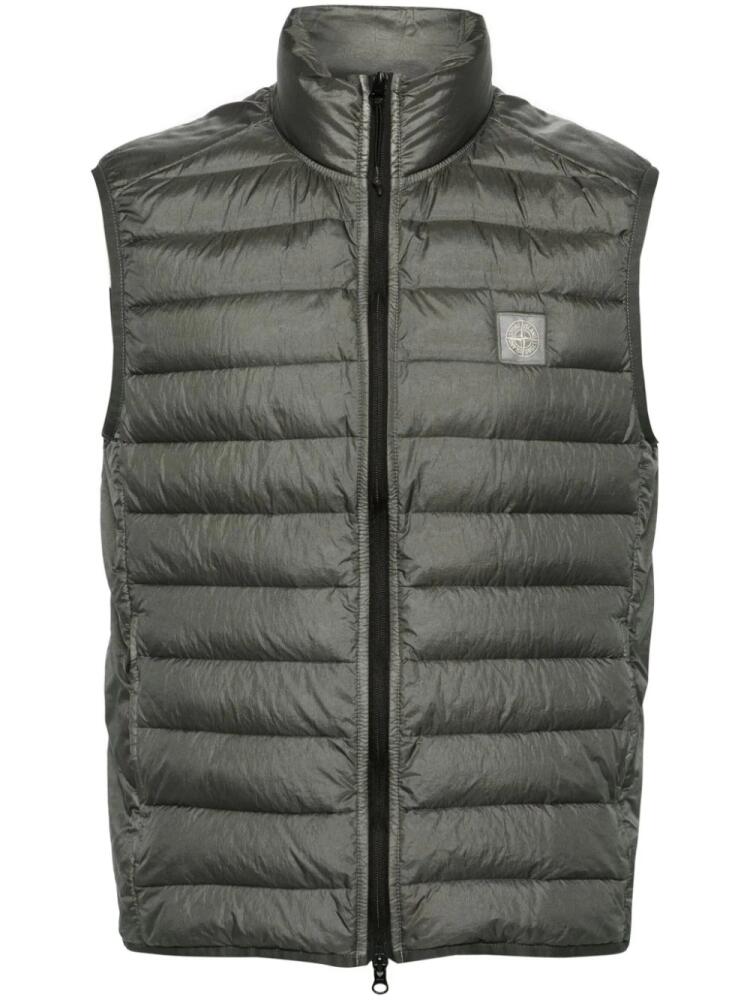 Stone Island Compass-patch quilted gilet - Green Cover