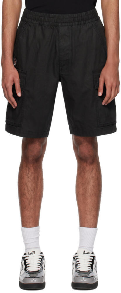 AAPE by A Bathing Ape Black Garment-Dyed Cargo Shorts Cover