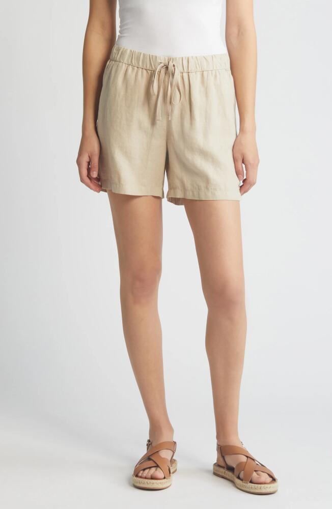 caslon(r) Linen Drawstring Shorts in Tan Oxford Cover