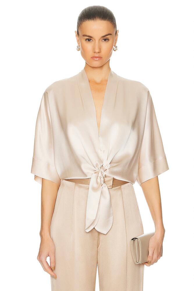 The Sei Dolman Tie Front Blouse in Beige Cover