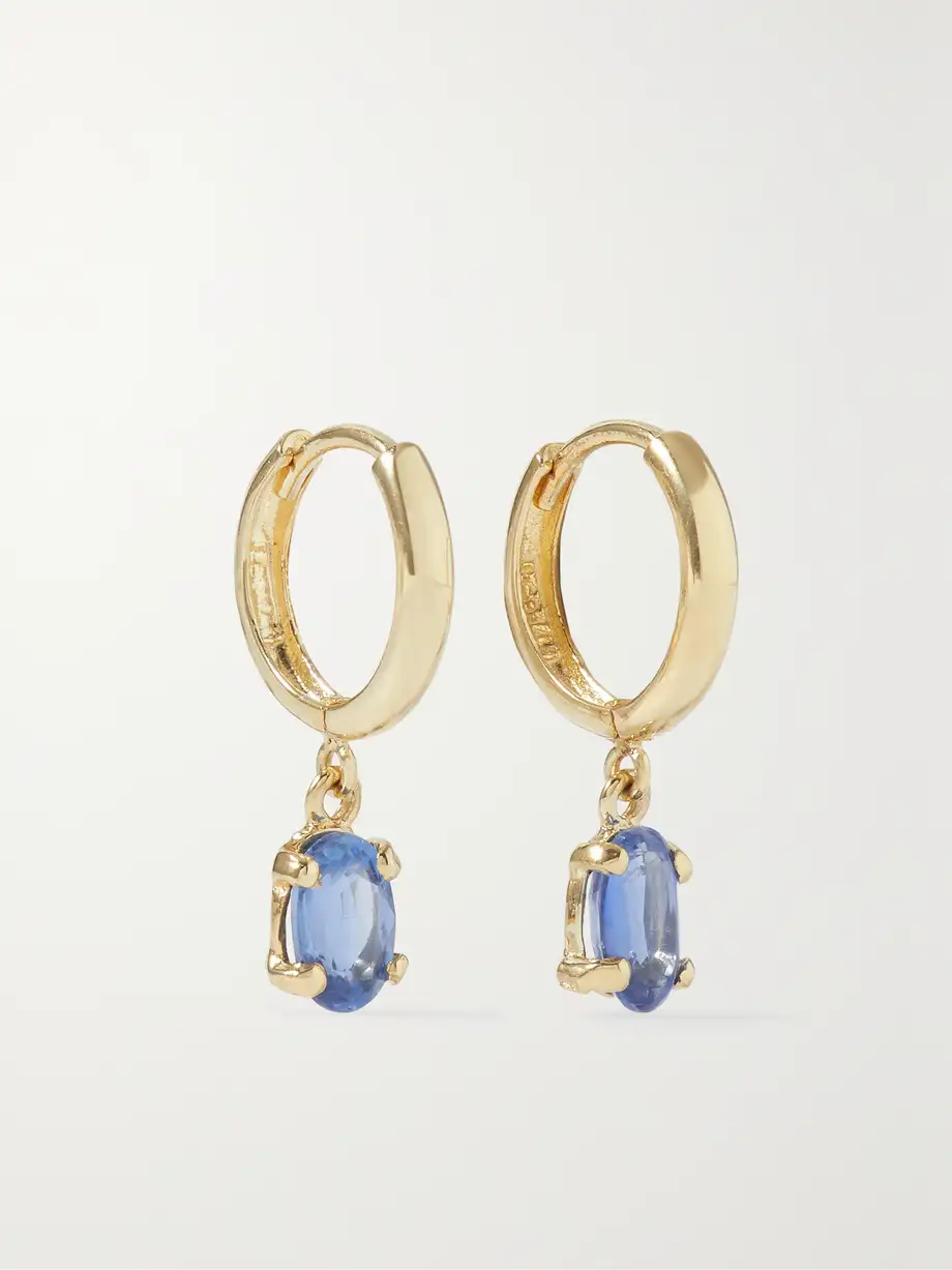 Loren Stewart - + Net Sustain Cielo Mini 14-karat Recycled Gold Kyanite Hoop Earrings - Blue Cover