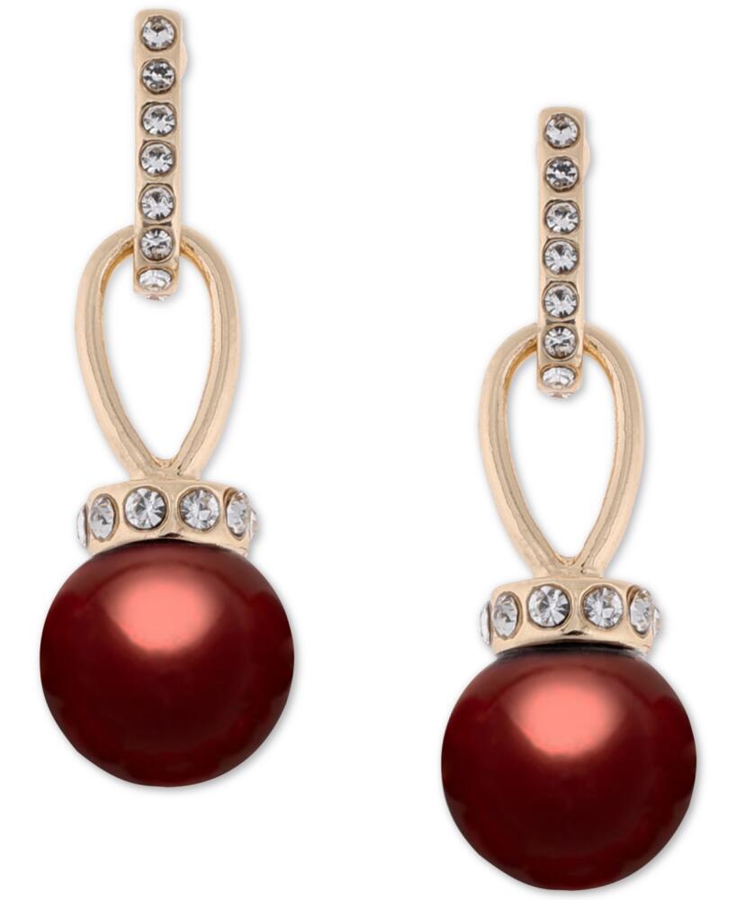 Charter Club Imitation Pearl and Pave Drop Earrings, Created for Macy's - Red Cover