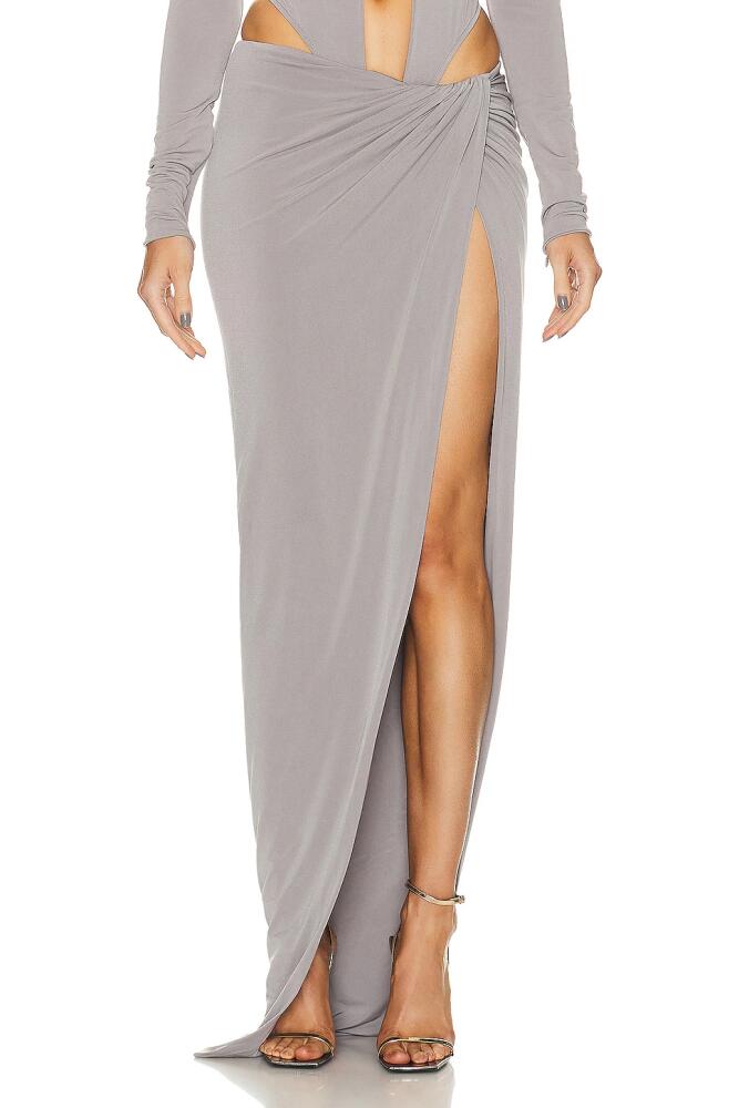 LaQuan Smith Maxi Drape Skirt in Grey Cover