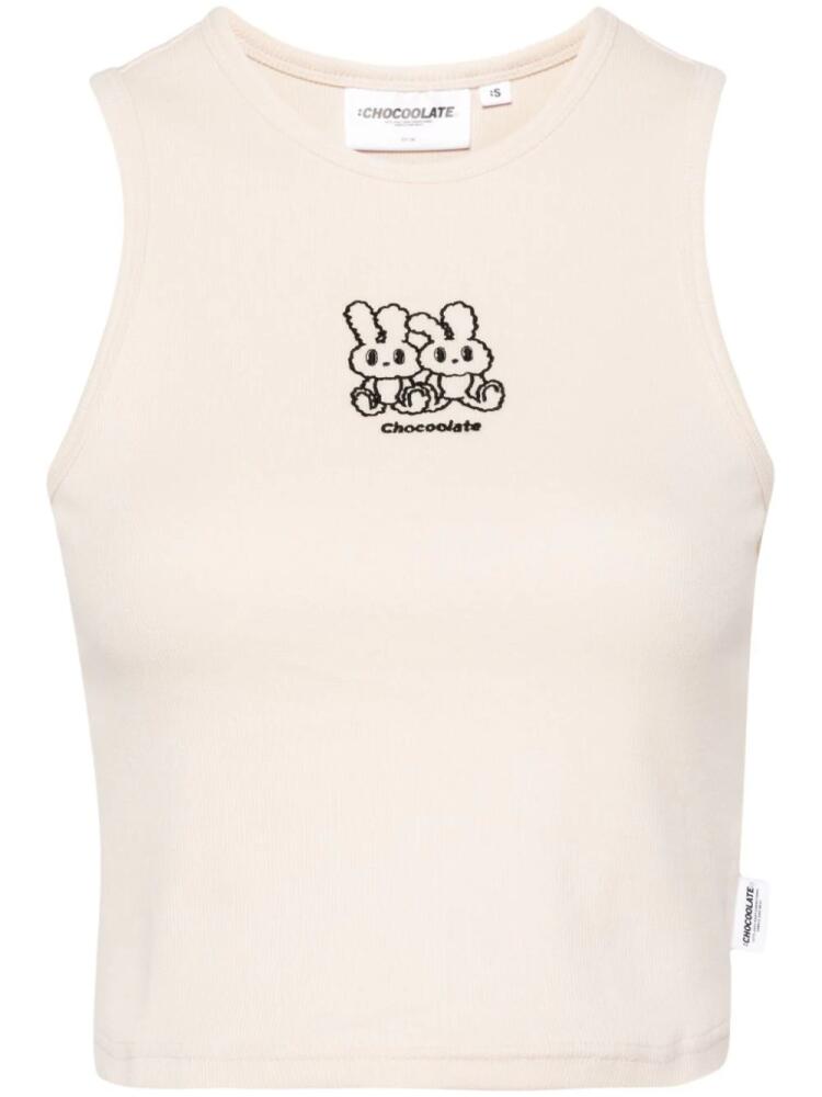 CHOCOOLATE graphic-print cotton tank top - Neutrals Cover