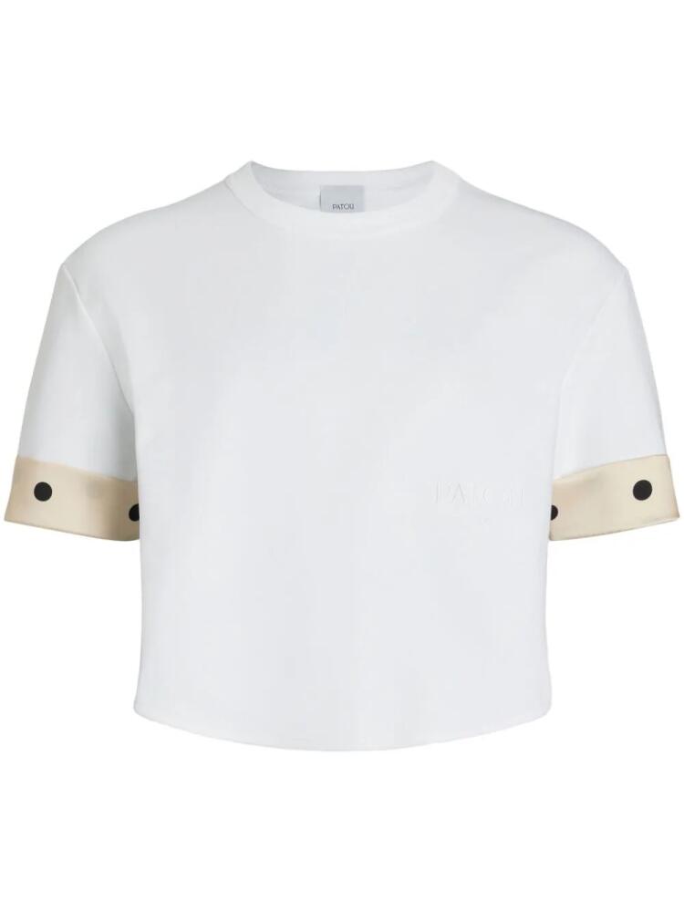 Patou silk-cuff cropped T-shirt - White Cover