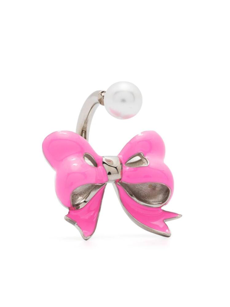 SafSafu bow-motif pearl single earring - Pink Cover