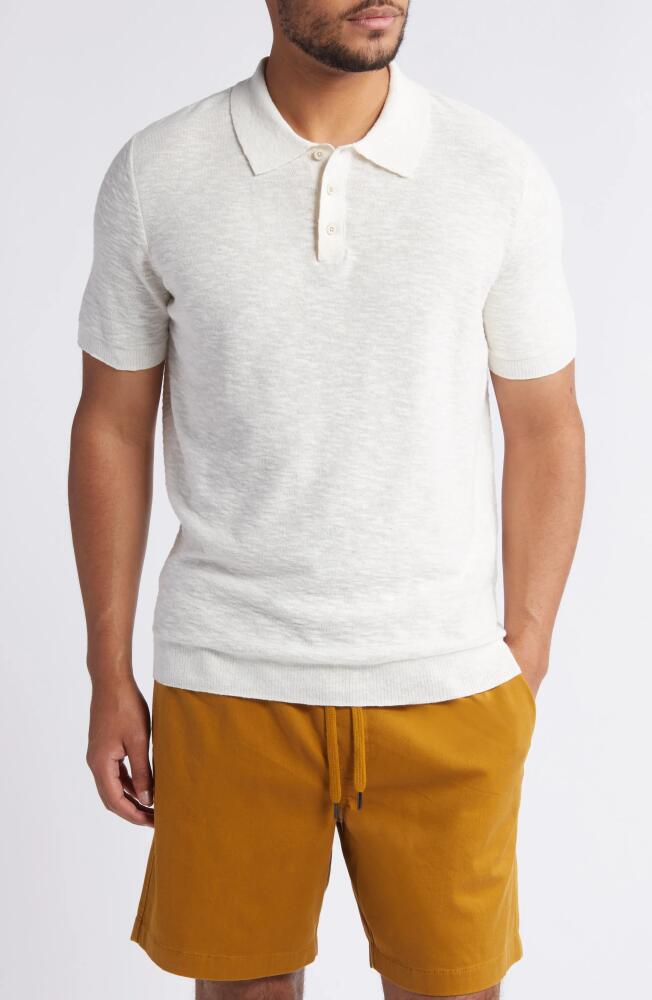 Treasure & Bond Short Sleeve Linen & Cotton Polo Sweater in Ivory Egret Cover