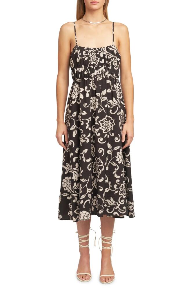 En Saison Carmen Print Sleeveless Midi Dress in Black Cover