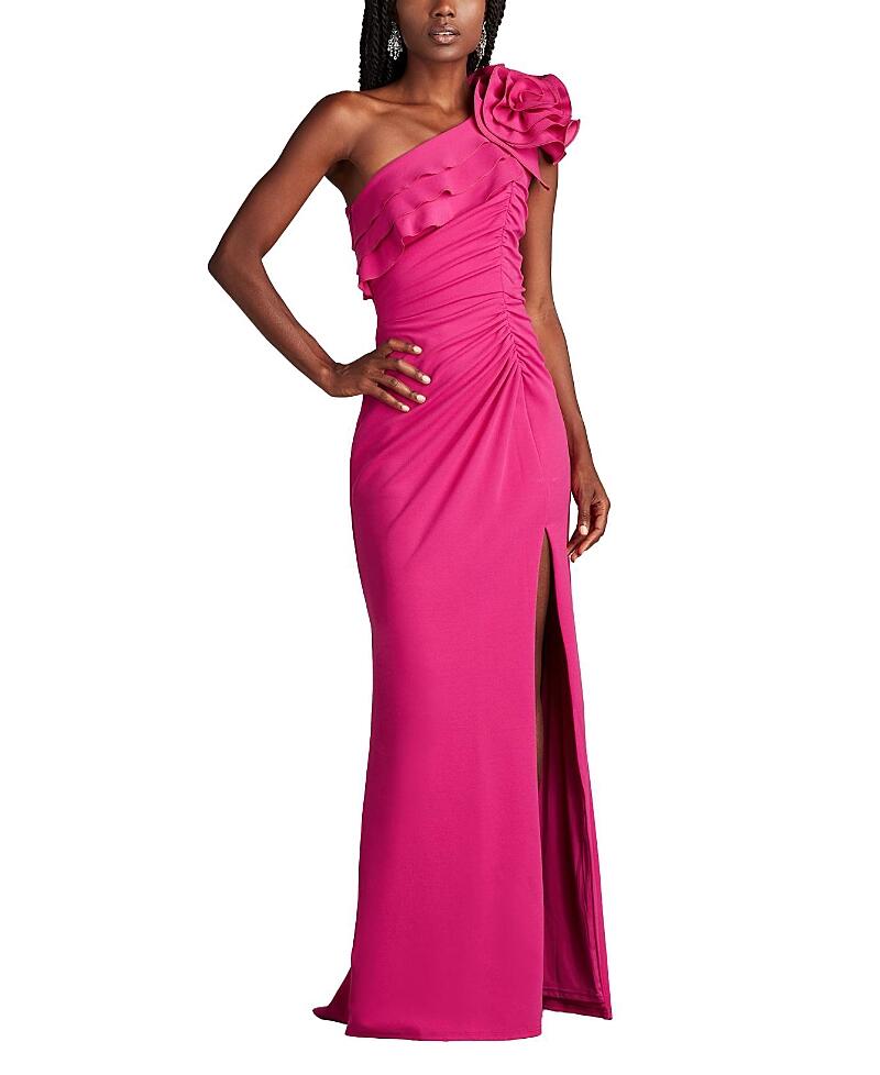 Tadashi Shoji Pike Draped Rosette Shoulder Gown Cover