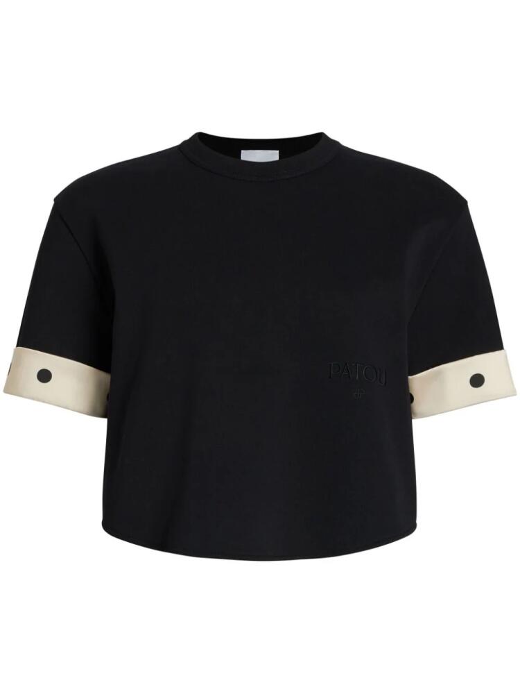 Patou silk-cuff cropped T-shirt - Black Cover