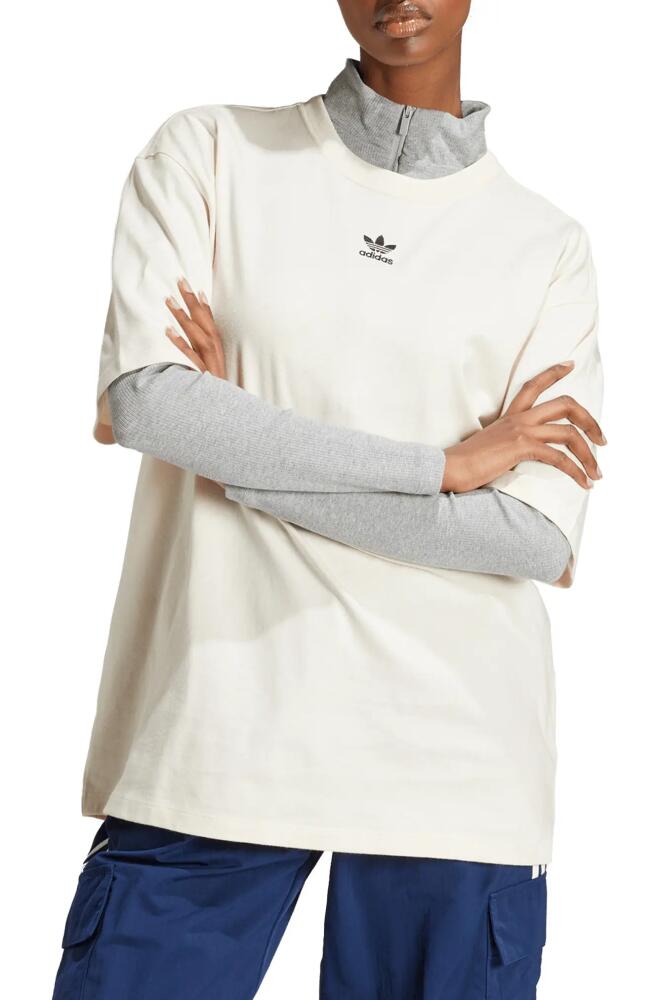 adidas Essentials Lifestyle Trefoil Logo Cotton T-Shirt in Wonder White Cover