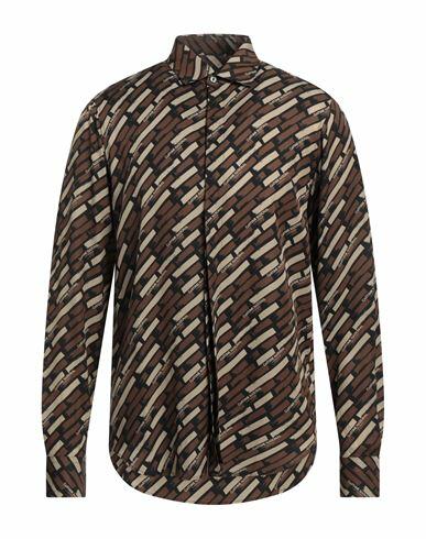 Costume National Man Shirt Brown Viscose Cover