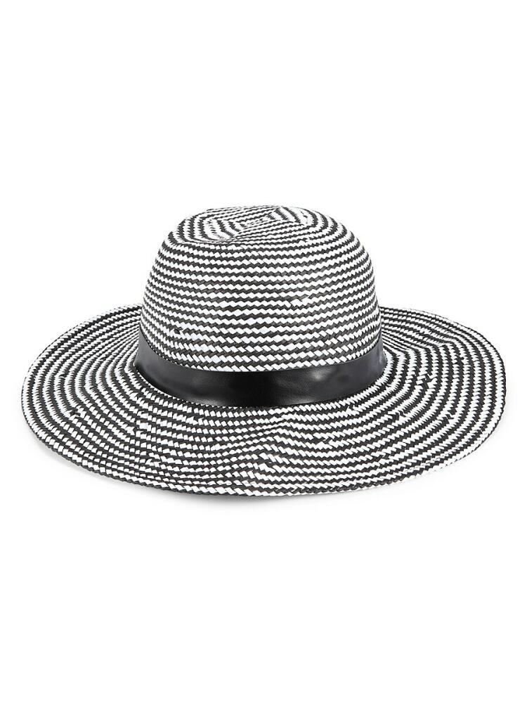 Cole Haan Women's Two Tone Chevron Pattern Sun Hat - Black Cover