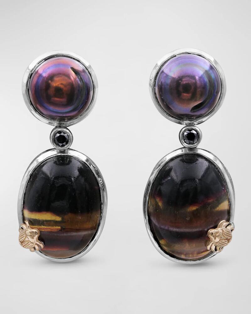 Stephen Dweck Pearl, Fluorite and Black Diamond Earrings Cover