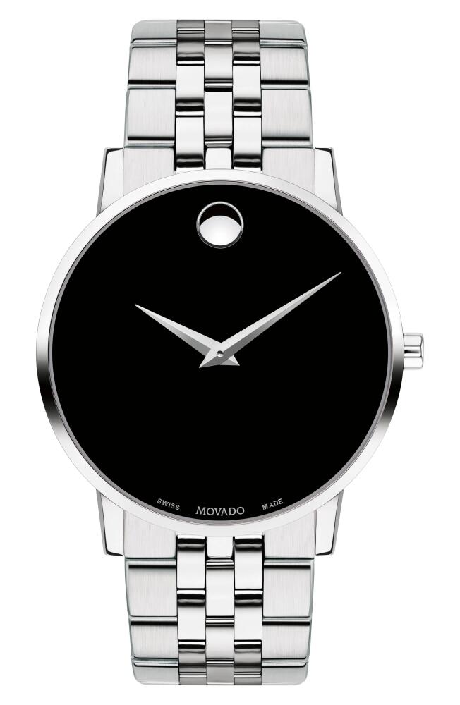 Movado Museum Dot Bracelet Watch, 40mm in Silver/Black/Silver Cover