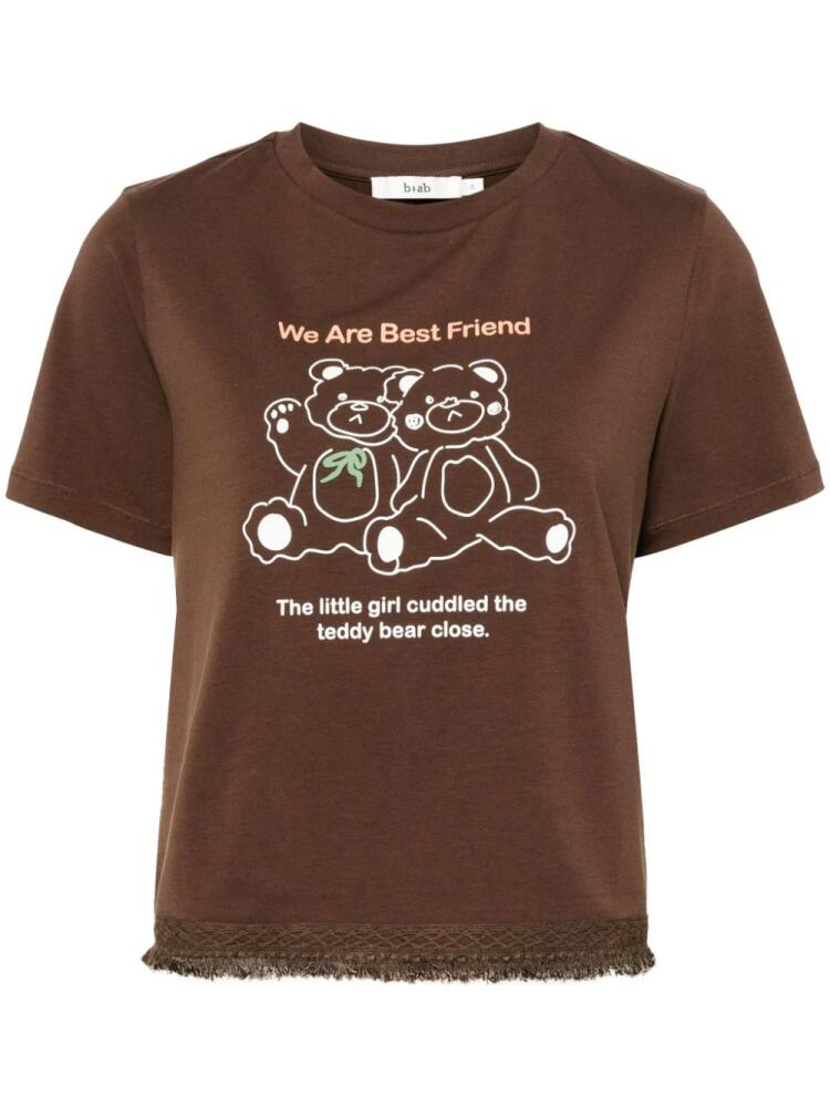 b+ab Bear frayed T-shirt - Brown Cover