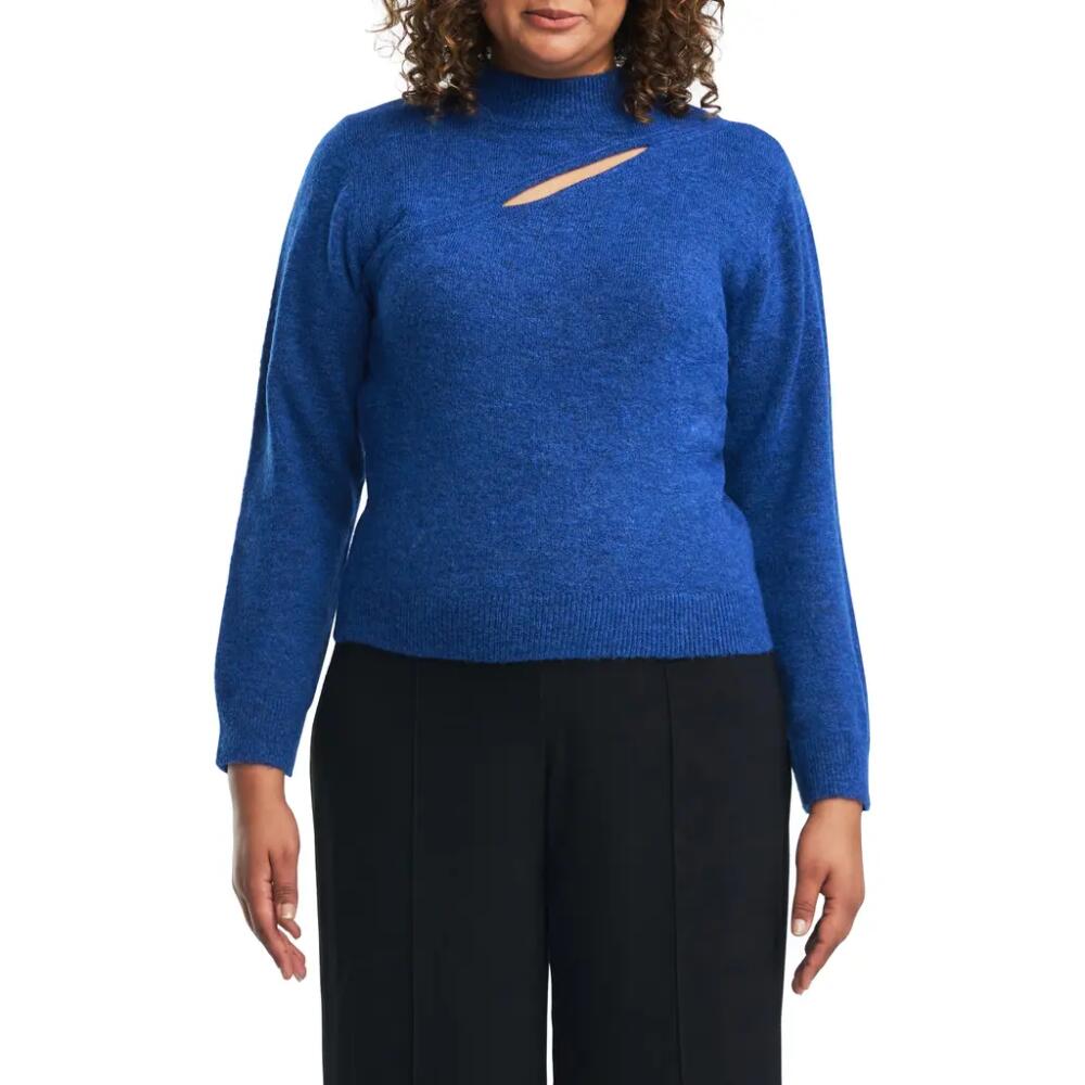 Estelle Cutout Mock Neck Sweater in Blue Cover