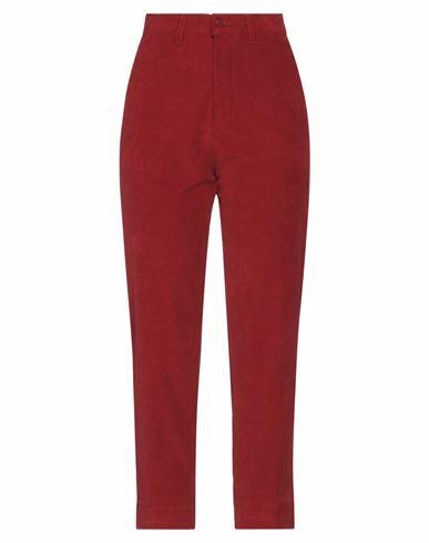 Haikure Woman Pants Brick red Cotton, Elastane Cover