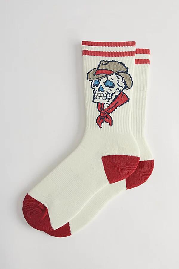 Yeehaw Skull Crew Sock in White Cover