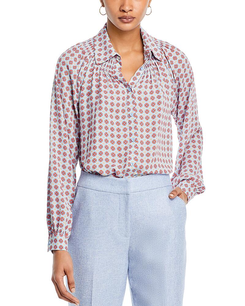 T Tahari Printed Button Down Blouse Cover